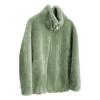 Purple Fleece Crossbody Jacket Women Winter Warm Coat