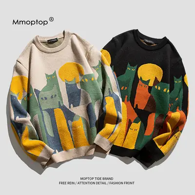 Men's Momo Top Graphic Sweatshirt Black Yellow Green