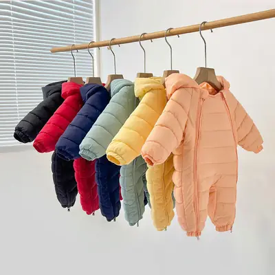 Baby Hooded Puffer Suit Black Winter Toddler