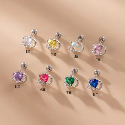 Korean Fashion Zircon Love Ear Bone Stud Earrings