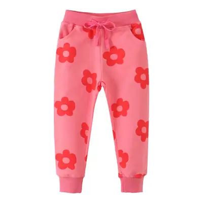 Pink Floral Cotton Terry Pants for Boys Autumn Winter