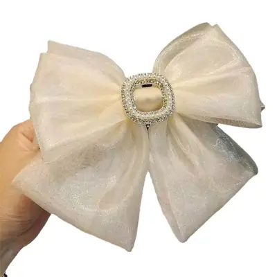 Black Pearl Bow Hairpin for Women