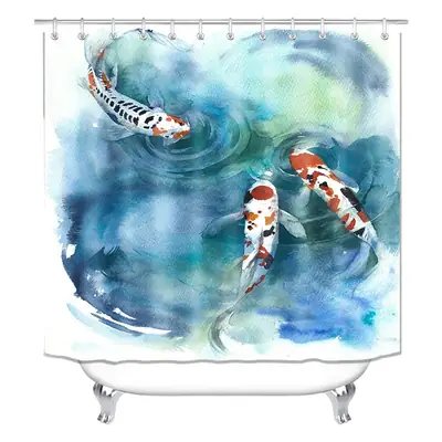 High-Def Fish Shower Curtain Set Waterproof Non-Perforated
