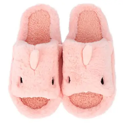 Pink Fluffy Shark Slippers for Women Winter Indoor