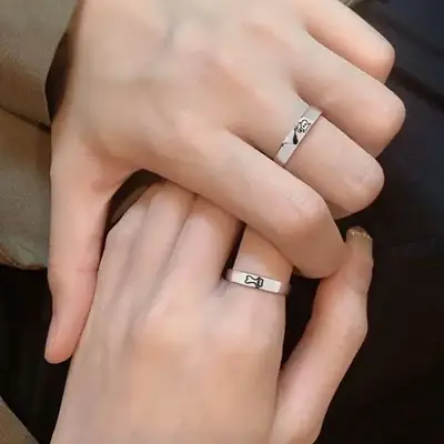 Asahi Puppy Bone Couple Ring Simple Niche Design