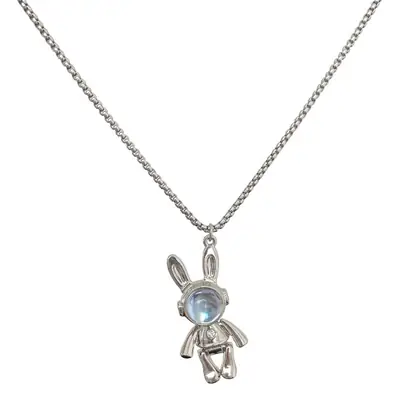 Movable Rabbit Necklace for Men Women Titanium Steel Hip Hop Style