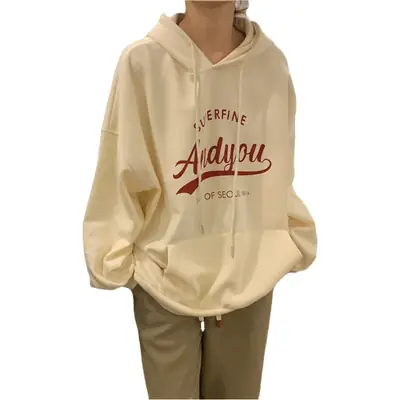 Women's Navy Blue Hooded Sweatshirt with "Superfin Andorah" Print