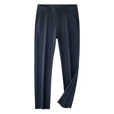 Men Elastic High Waist Trousers Grey