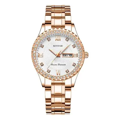 Korean Women's Pink Diamond Watch Set