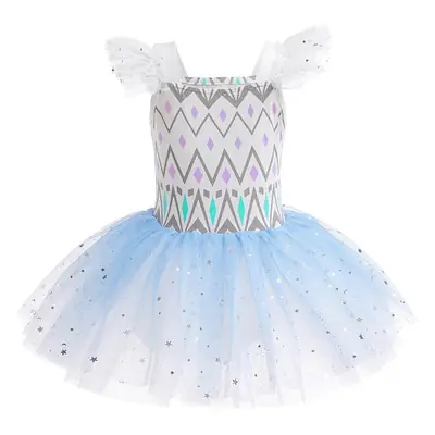 Blue Mesh Frozen Girl Ballet Costume Kids Dance Skirt