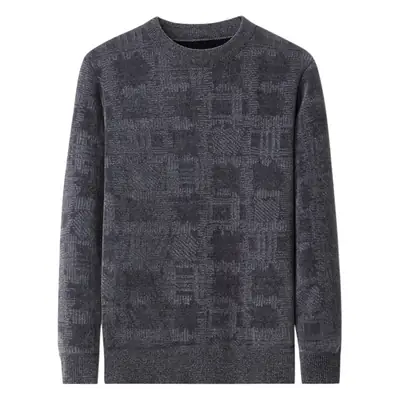 Men's Blue Chenille Padded Sweater Winter Casual T-Shirt