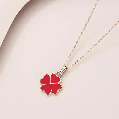 Double-sided Temperature Sensitive Four Leaf Clover Necklace