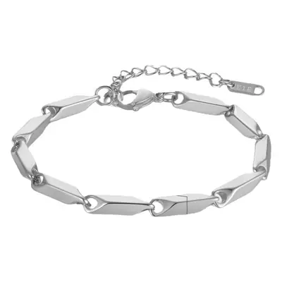 Gold Beveled Rhombus Chain Bracelet for Men Women