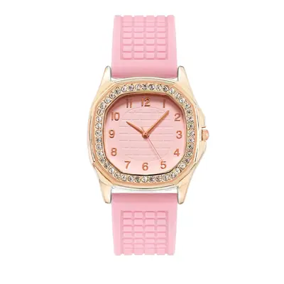 Women's Pink Rhinestone Square Quartz Watch