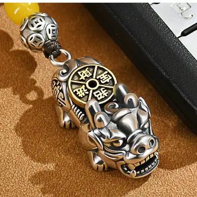99 Sterling Silver Pixiu Keychain Men's Car Pendant