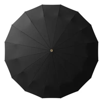 16-Bone Wooden Handle Umbrella Green Dual Use