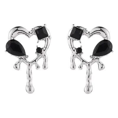 Elegant Black Heart Ear Stud Earrings for Women