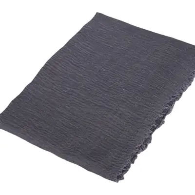 Women's Natural Wrinkled Cotton Scarf Monochrome Fringed Edge