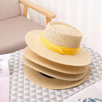 Straw Wide-Brimmed Sun Hat for Men Women
