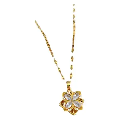 Titanium Steel Rotating Flower Zircon Necklace