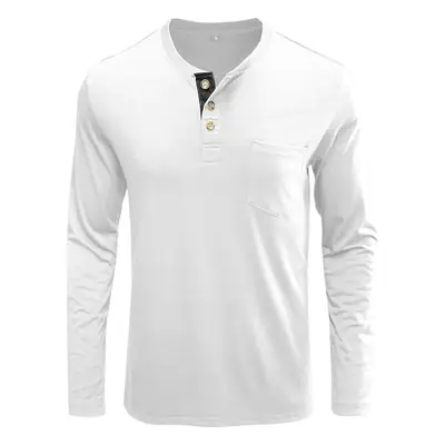 Men's Blue Long Sleeve T-Shirt with Pocket