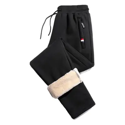 Men Fleece Work Pants Grey Thick Warm Loose Wear