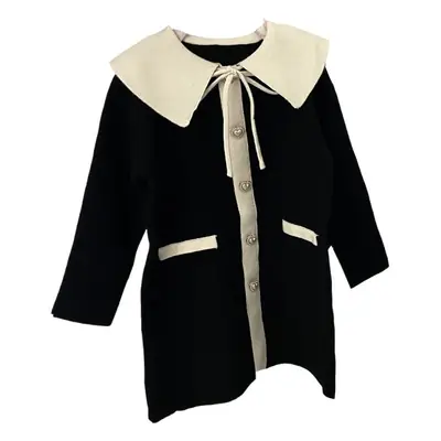 Girls Knitted Lapel Coat Dress Small 2026 Spring