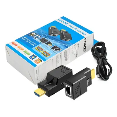 Plug & Play HDMI Extender 60m POC Power Supply Network Cable RJ45 to HD