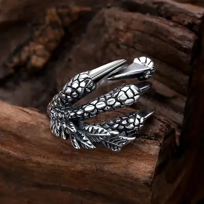 Retro Black Dragon Claw Adjustable Men's Ring