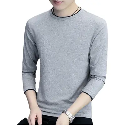 2025 Long Sleeve Men's T-Shirt Black Elastic Embossed