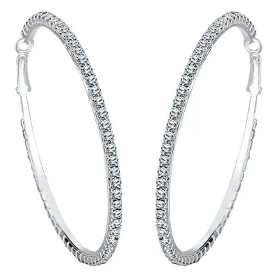 Silver Rhinestone Big Ring Earrings for Women