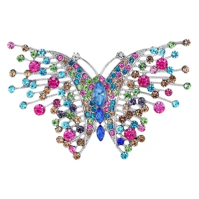 Blue Butterfly Colorful Rhinestone Brooch for Women