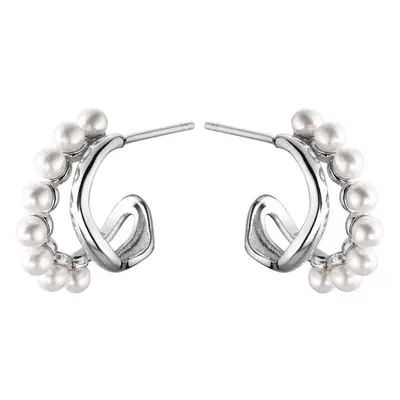 S925 Sterling Silver Pearl Earrings Double Layer Women