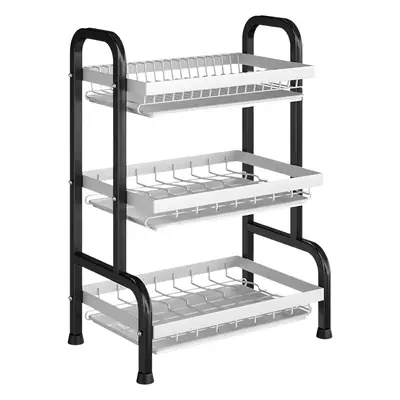 Cross-border Kitchen Dish Rack 2-Tier Black Storage Rack