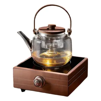 Wallow Tea Pot with Heat Resistant Glass & Wooden Base