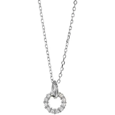925 Sterling Silver Donut Necklace with Zircon Circle Pendant