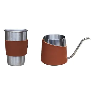 304 Stainless Steel Coffee Pot Set with Leather Cover