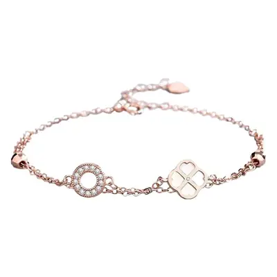 Silver Clover Double Layer Bracelet for Women