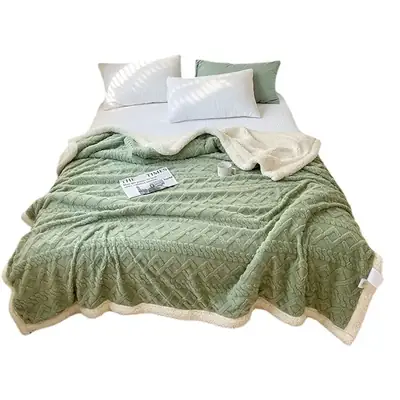 Double Layer Velvet Blanket Coral Fleece Winter Office Use