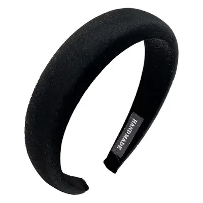 Vintage Velvet Sponge Headband Black High Cranium Top