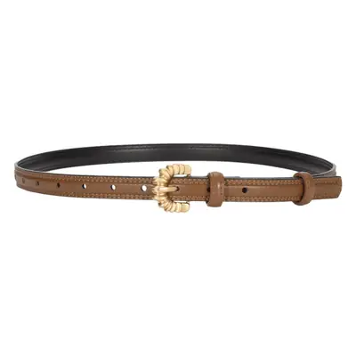 Women's Brown Cowhide Belt with Gold Pin Buckle