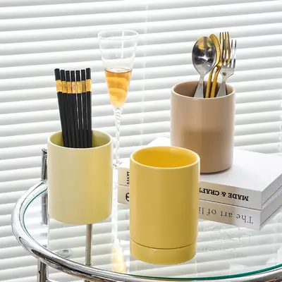 Japanese Ceramic Matte Chopstick Barrel Storage Cage