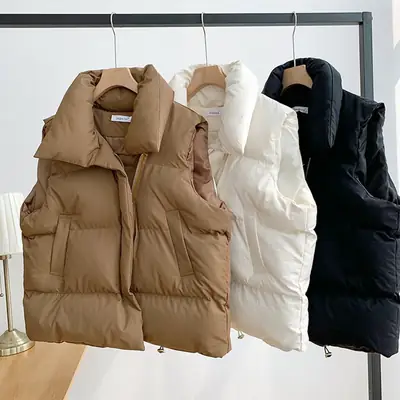 Women Cotton K-Style Vest Brown 2024 Winter