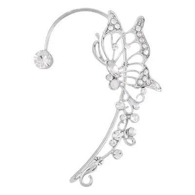 Silver Butterfly Sparkling Diamond Ear Hooks for Women