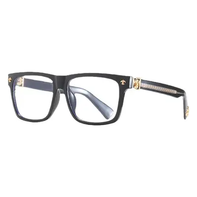 Men Anti-Blue Light Glasses Flat Frame Silver Black