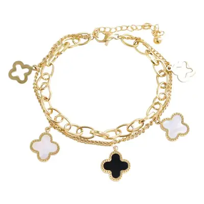 Gold Titanium Four-leaf Bracelet for Women