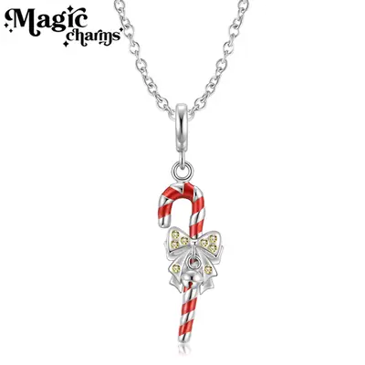 S925 Silver Christmas Crutch Necklace Women Small
