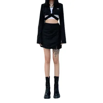 Black Long Sleeve Jacket for Women 2022 Autumn