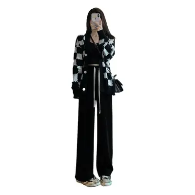 Chenille Fleece Lined Wide Leg Pants Women Winter Warm