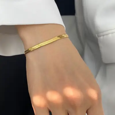 Cold Style Titanium Steel Flat Snake Bone Bracelet for Women